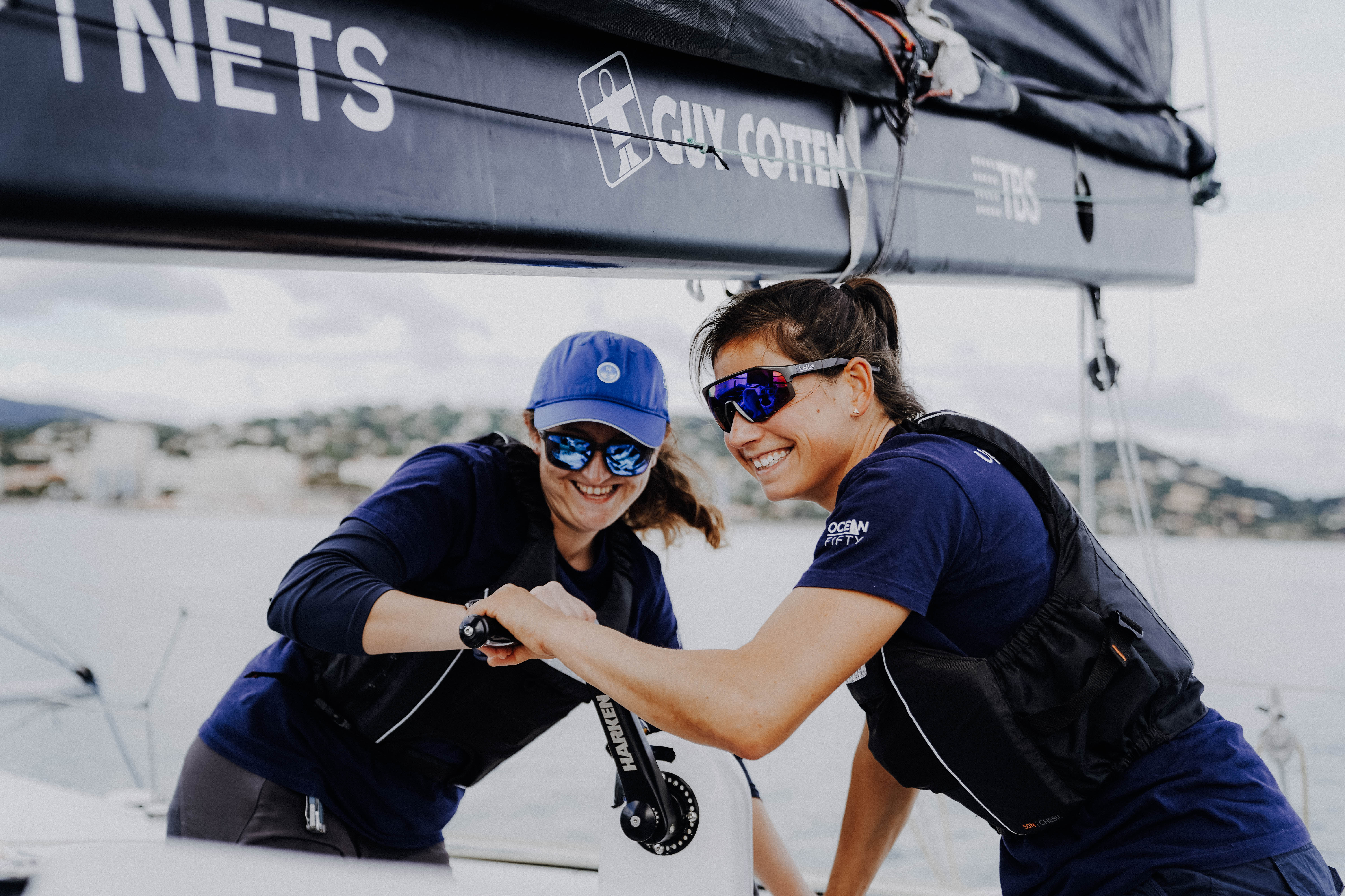 Michaela Robinson and Tiphaine Ragueneau onboard UpWind by Merconcept