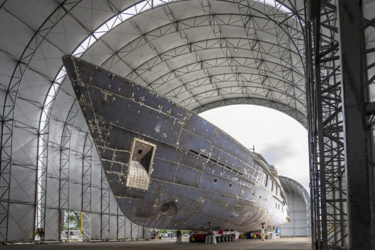 The Hull of CRN Project Thunderball Docks in Ancona