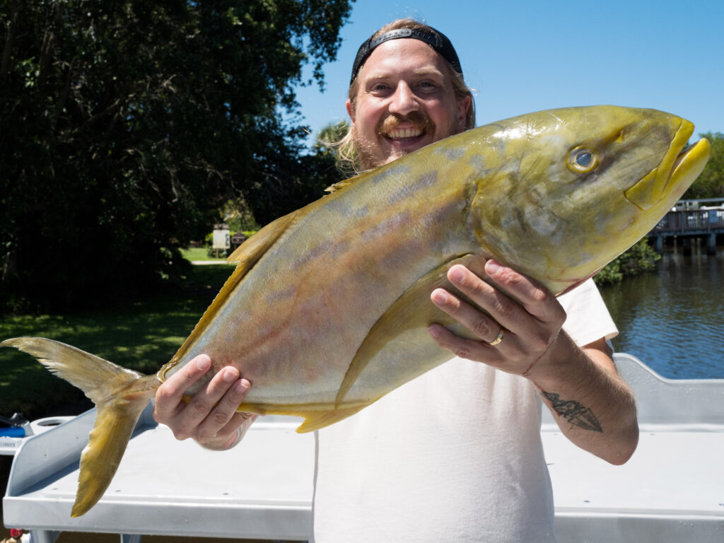 Reed Brand displays a profile view of a yellow jack.