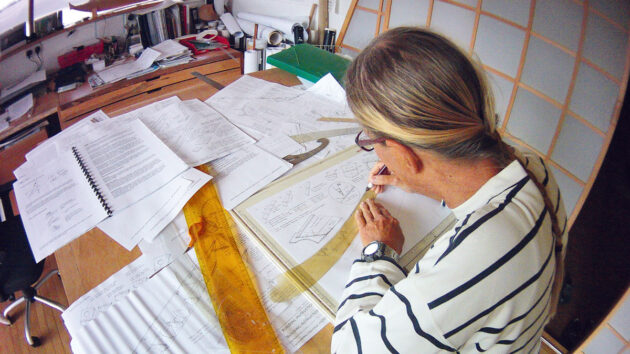 Hanneke Boon drawing boat plans